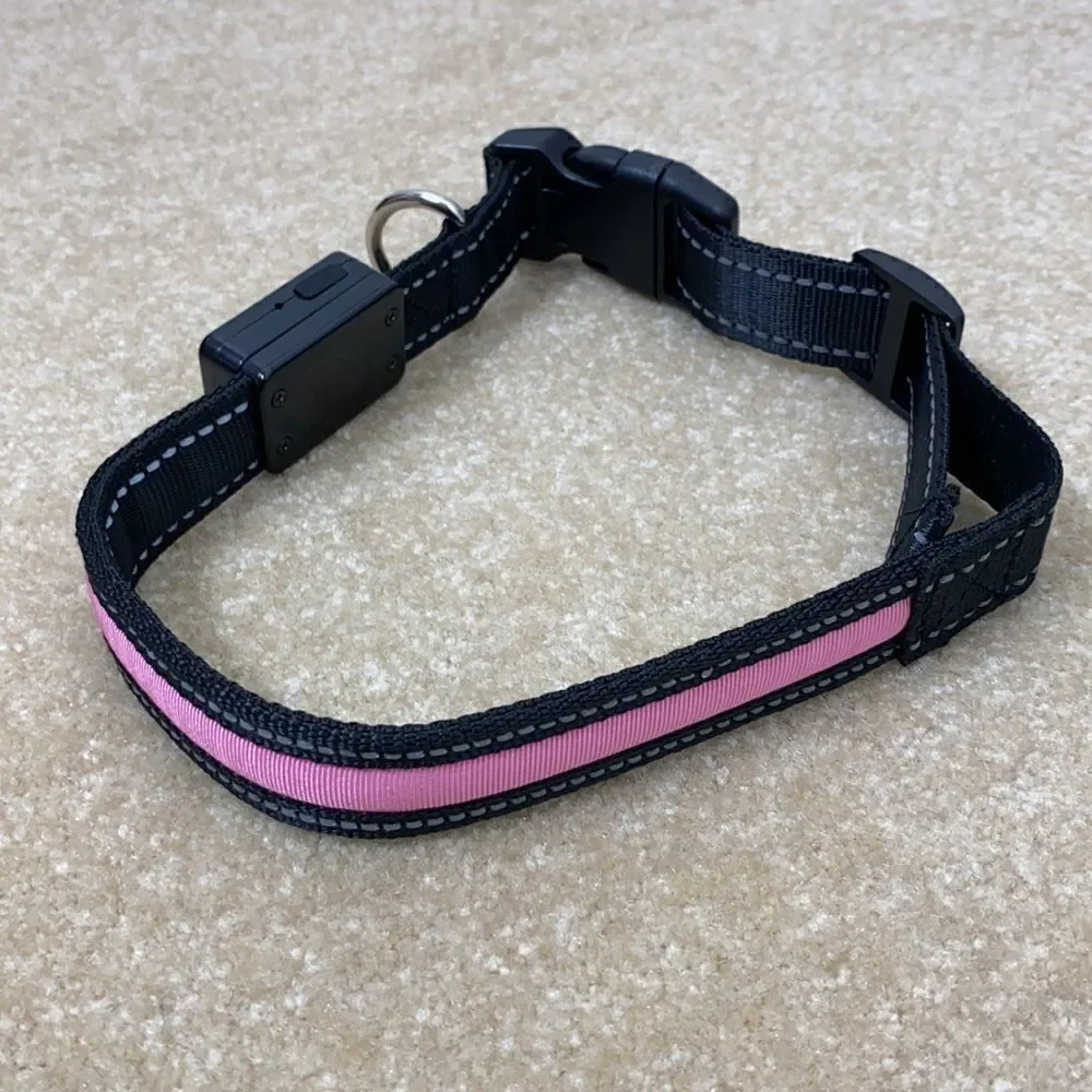 Dog Collar Solar & USB Powered Light Up - L
